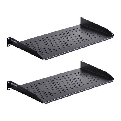 Picture of RackPath 1U Cantilever Universal Rack Shelf - 10in Deep - Rackmount Shelf for 19’’ AV/Network Equipment Racks - 55lbs Capacity - 2Pack