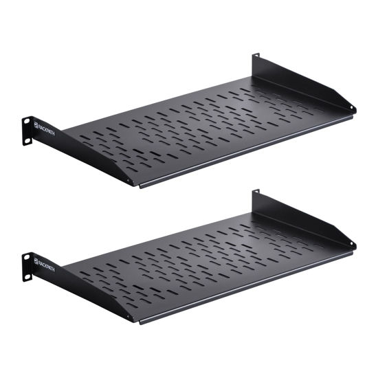 Picture of RackPath 1U Cantilever Universal Rack Shelf - 10in Deep - Rackmount Shelf for 19’’ AV/Network Equipment Racks - 55lbs Capacity - 2Pack