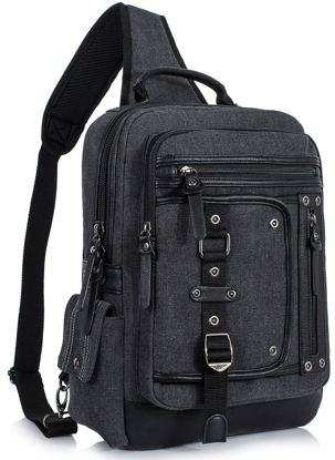 Picture of Schkleier Messenger Bag for Men Canvas Sling Bag Crossbody Backpack Laptop Shoulder Bag Hiking Daypacks Casual Tactical