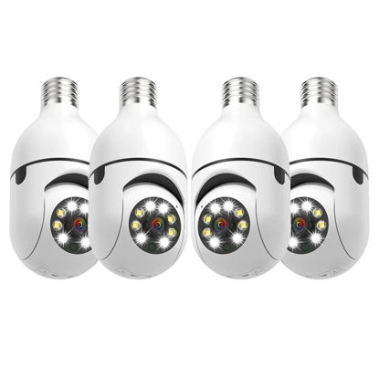 Picture of EVERSECU 4Pack HD 1080P Wireless Light-Bulb Security Camera, Work with 2.4ghz&5ghz WiFi, Motion Auto Tracking, 2 Way Audio, Spotlight Night Vision, E27 Screw-in CCTV Camera (4pcs)