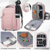 Picture of SDYSM Camera Bag Backpack Professional for DSLR SLR Mirrorless Camera Waterproof Camera Laptop Backpack 14 Inch with Rain Cover Anti Theft Travel Camera Case Large Capacity Photography Backpack Pink