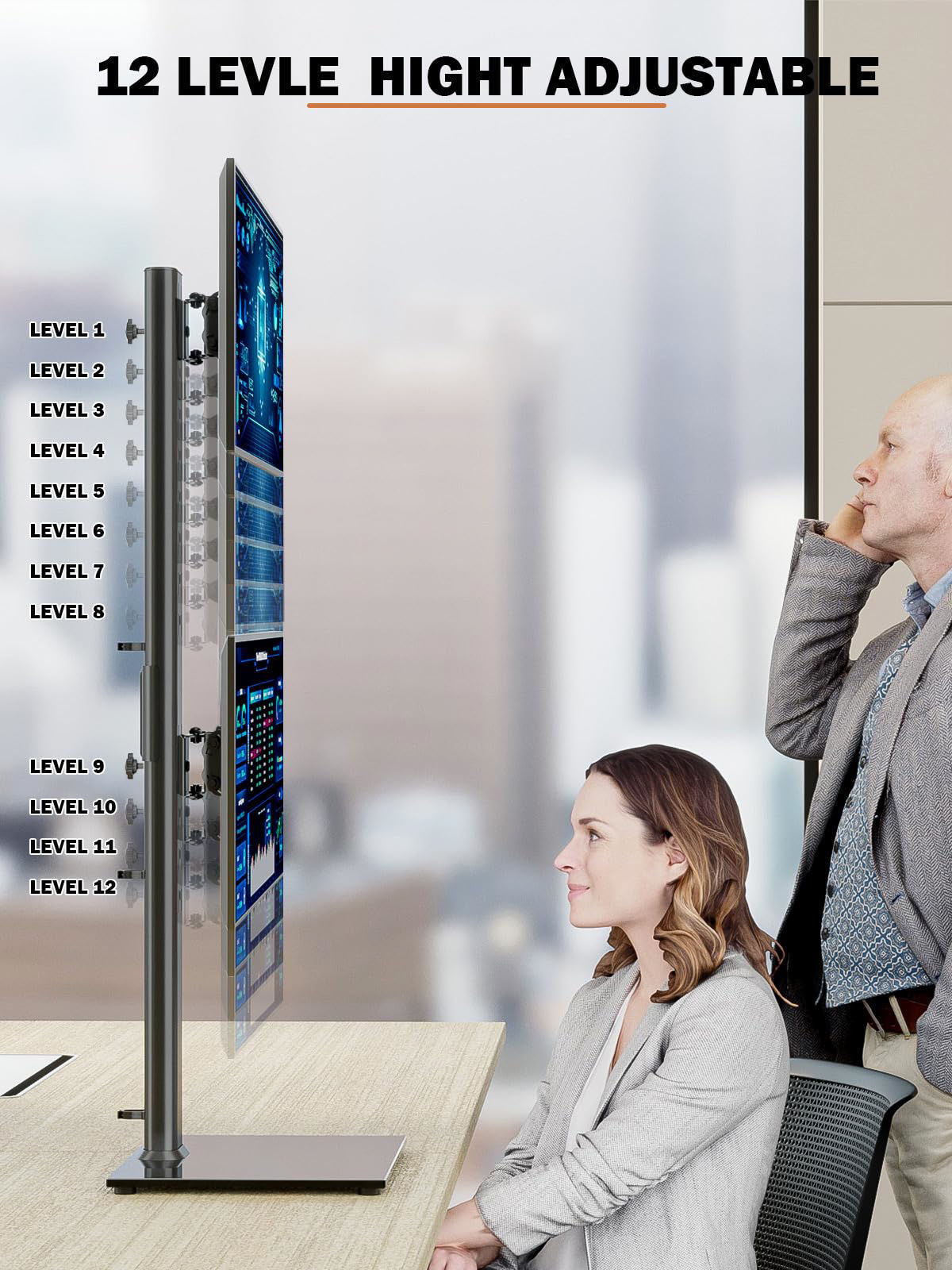 GetUSCart- Dual Monitor Stand - Vertical Stack Screen Free-Standing ...