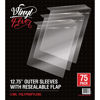 Picture of Resealable Record Outer Sleeves for 12" Vinyl Records (75 Pack) | 3 Mil Polypropylene Covers with Flap | Premium Vinyl Protective Sleeves That Cover and Seal Albums Completely to Prevent Damage