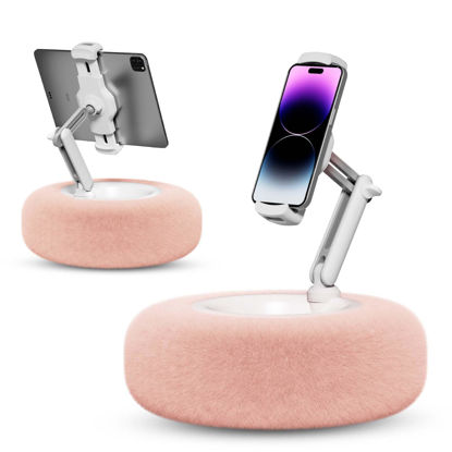 Picture of SupeDesk Tablet Pillow Stand for Reading, Adjustable Tablet Pillow Stand for Lap with Detachable Bowl, Fits 4.7"-13" Kindle/Phones/Tablets, Watch Videos, Stream Media, Pink