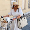 Picture of Missnine Laptop Tote Bag Canvas Laptop Bag 15.6 inch Work Shoulder Bags Casual Briefcase Handbag for Travel, Office, College