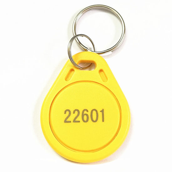 Picture of Quentin 100pcs Thin 26 Bit Proximity Key Fobs Weigand Prox Keyfobs Compatable with ISOProx 1386 1326 H10301 Format Readers. Works with The vast Majority of Access Control Systems(Yellow)