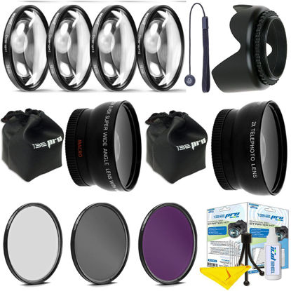 Picture of Professional HD 67mm 0.43x Wide Angle Lens + 2.2X Telephoto Lens + 3 Pieces Filter Set + 4Pc Close Up Lens + Lens Hood + Accessories Kit for All Canon, Nikon, Sony, Panasonic, Olympus, Fuji,Cameras