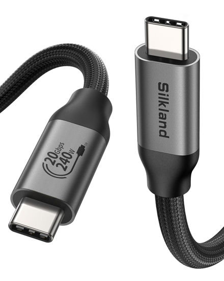 Picture of Silkland USB 4 Cable for Long Thunderbolt 4 Cable 16.5FT, 20Gbps Data Transfer, 240W Fast Charging, Supports 5K@60Hz, 4K, USB C Thunderbolt Cable, Compatible for MacBook, iPad, iPhone 15, Docking, SSD