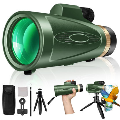 Picture of 80x100 HD Monocular-Telescope for Adults Larger Vision Monoculars High Powered Smartphone Monocular for Bird Watching Hunting Hiking Camping Wildlife