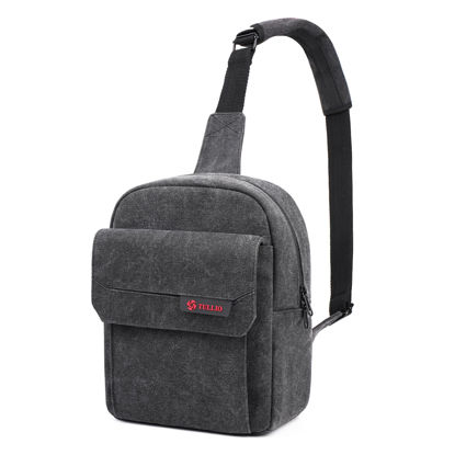 Picture of Tullio Crossbody Camera Bag for Photographer Canvas Sling Bag Purse Waterproof Dslr Bag Compatible with Nikon Sony for Men and Women