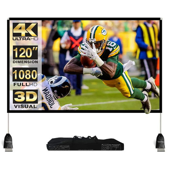 Picture of Abdtech Portable Outdoor Movie Screen, 120 inch 3D Projector Screen Frame Foldable Movie Screen for Projectors Enjoy Outdoor Film Movie Night with Carrying Bag for Indoor Outdoor Home Theater Camping