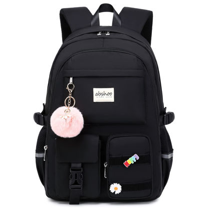 Picture of abshoo Big Student Laptop Backpack For College Women Middle High School Teen Girls Bookbag Travel Daypack (Black)