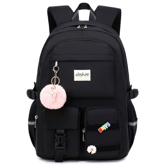 Picture of abshoo Big Student Laptop Backpack For College Women Middle High School Teen Girls Bookbag Travel Daypack (Black)