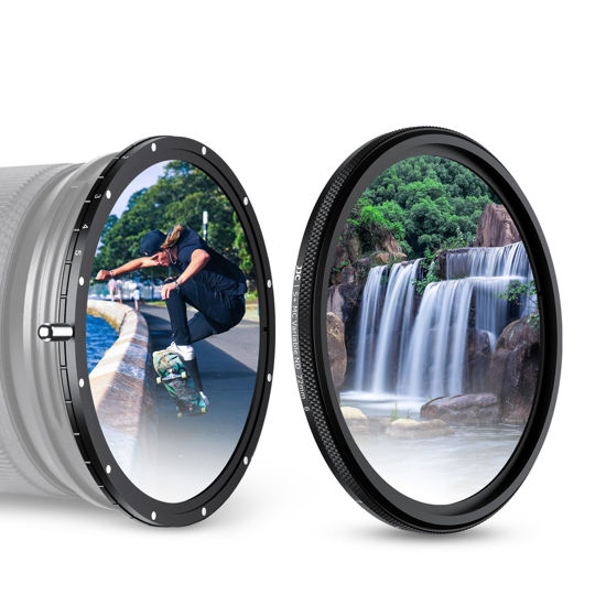 Picture of JJC True Color 77mm ND Filter Variable ND2.5-1000 (1-10 stops), No Color Shift, No X Cross, No Vignetting, Multi-Coated Adjustable Neutral Density Lens Filter ND4 ND8 ND16 ND32 ND64 ND1000 VND 0.3-3.0