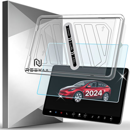 Picture of REEVAA 2024 Upgrade Tesla Model Y /3 Accessories - Matte Screen Protector [Anti-glare & Anti-Fingerprint] 9H Tempered Glass for Model Y(2024~2020) Model 3(2023~2017), with Alignment Kit, 15"