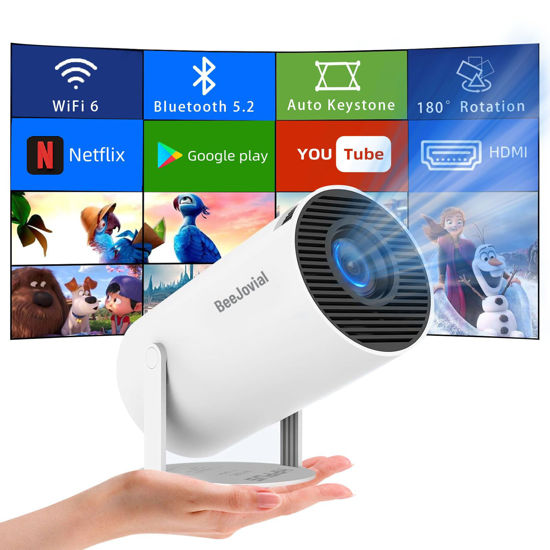 Picture of Portable Projector WiFi Bluetooth: Auto Keystone Mini projector for IOS Android Phone Laptop TV Stick HDMI USB (HY300)