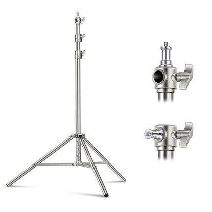 Picture of NEEWER 7.2ft/2.2m Stainless Steel Light Stand, Spring Cushioned Heavy Duty Photography Tripod Stand with 1/4” to 3/8” Screw Adapter for Strobe,LED Video Light,Ring Light, Monolight, Softbox