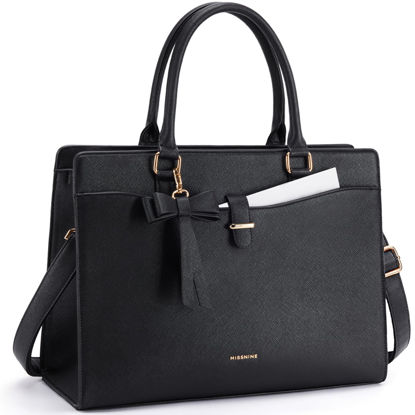 Picture of Missnine Laptop Bag for Women 15.6 inch PU Leather Tote Bag Professional Work Purse Elegant Briefcase Office Bag for Teacher