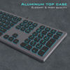 Picture of POWZAN Aluminum Quiet Wired Keyboard Backlit- Slim Chiclet Keyboard Compatible with Apple iMac, MacBook, Mac and PC, USB Keyboard Numeric Keypad RGB Lighted Key - Space Gray