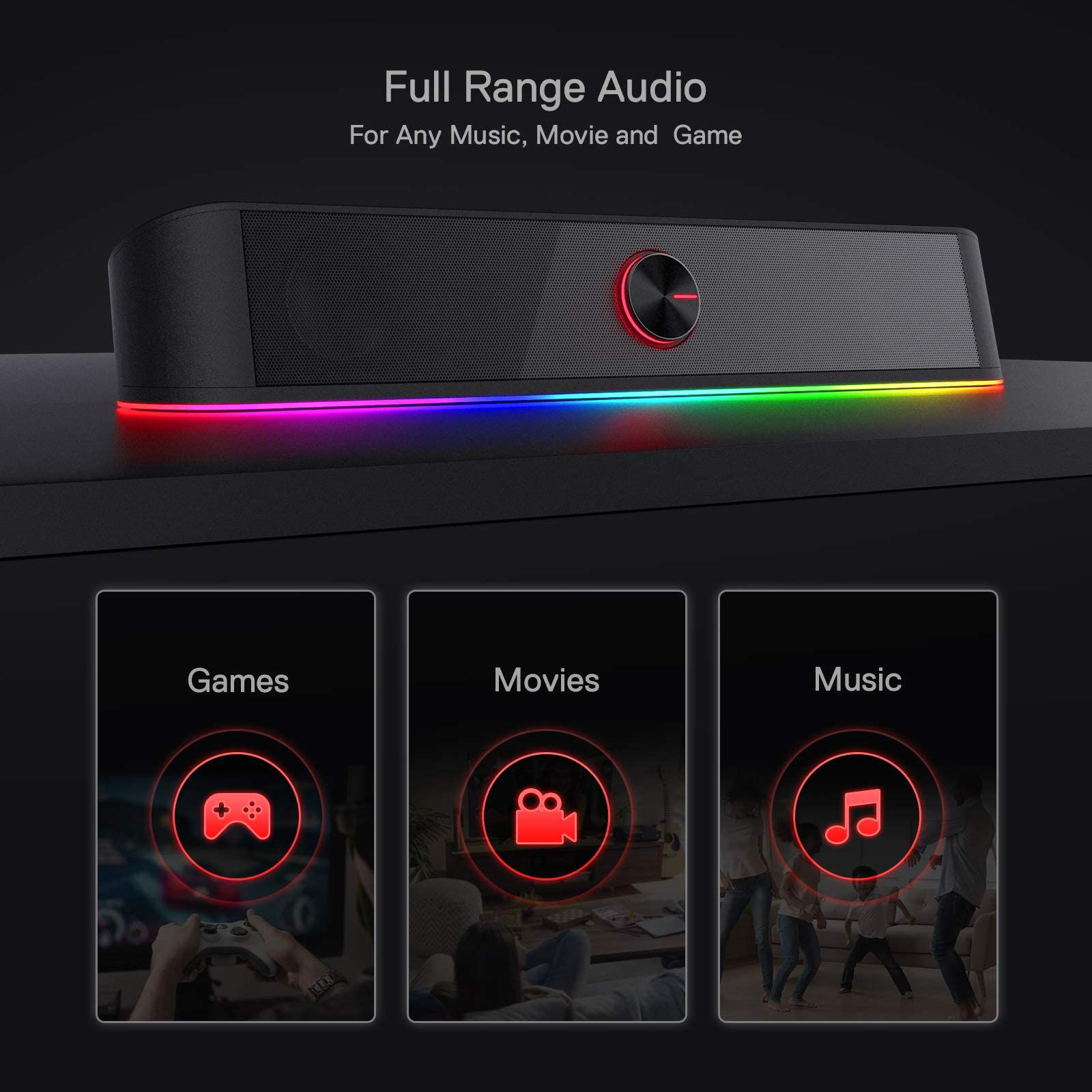 GetUSCart- Redragon GS560 RGB Desktop Soundbar, 2.0 Channel Computer ...