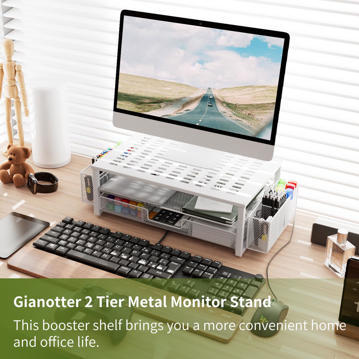GetUSCart- gianotter Monitor Stand Riser, Desk Organizer with Drawer ...