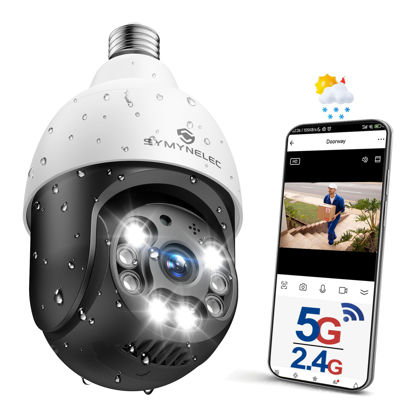 Picture of SYMYNELEC 5GHz/2.4GHz Light Bulb Security Camera Outdoor Waterproof 2.5K, Dual-Band WiFi Light Socket Security Camera with AI Human Motion Detection Tracking 4MP Color Night Vision Siren Alarm Alexa