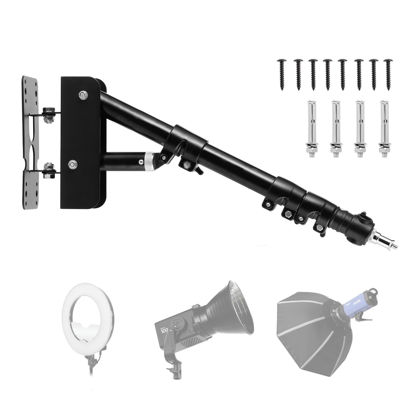 Picture of SITTO Ring Light Wall Mount 43inch/110cm, Triangle Boom Arm for Barbershop, Beauty Salon, Live Streaming, Tattoo, Photography Studio, Support 180° Rotation