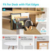 Picture of PEGZONE Desk Side Storage Organizer, No Drill Under Desk Laptop Holder, Clamp on Desk Shelf with Pegboard Accessories, Hanging Laptop Mount, Fits Flat Edge Desks 0.4" to 2.2", Black