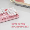 Picture of Wireless Keyboard,KOOTOP Cute Colorful 104 Keys Typewriter Retro Round Keycaps Keyboard for PC Laptop,Desktop,Windows, Home and Office Keyboards (Pink)