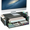 Picture of AUPSEN 2 Tier Computer Monitor Stands with Drawer and 2 Pencil Holder, Metal Monitor Stand Monitor riser, Computer Desk Organizer and Accessories for Laptop, Computer, Printer, Office Supplies(Black)