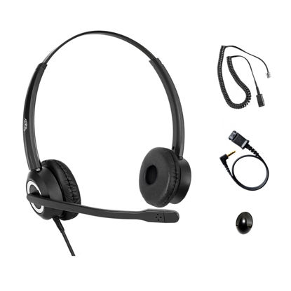 Picture of Polycom Phone Headset Noise Cancelling Mic RJ9 U10P Bottom Cable Compatible with Polycom VVX, Shoretel, Avaya Digital Phones