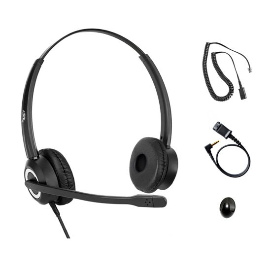 Picture of Polycom Phone Headset Noise Cancelling Mic RJ9 U10P Bottom Cable Compatible with Polycom VVX, Shoretel, Avaya Digital Phones