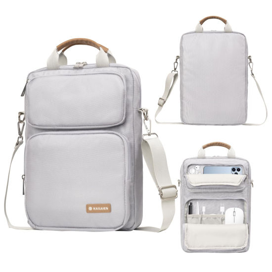 Picture of Kailaien 10-13 Inch Tablet Sleeve Bag, Ipad Bag for 13 In/11 In New iPad Pro M4 & 13 In Air M2 2024,iPad Pro 12.9 M2&M1,Ipad 10.9,Galaxy Tab S8+/S9+ 12.4,With removable shoulder strap(Silver)