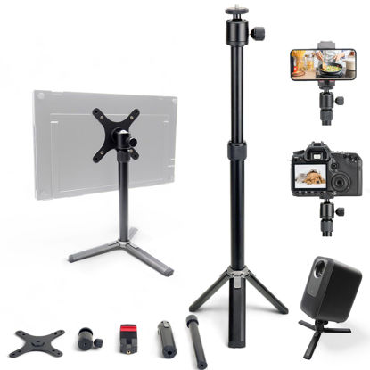 Picture of Kado Metal Portable Monitor Stand Tripod, 100x100mm 75x75mm Wall/Arm Mount Adapater Bracket Plate, 360° Ball Head and 1/4" Screw Compact for Phone, Tablet, Projector, Camera and Webcam