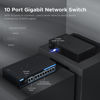 Picture of TEROW 10-Port Gigabit PoE Network Switch: Featuring 8 PoE+ 2 Uplink Ports, 802.3af/at Compliant, Plug & Play, with Shielded Ports, Traffic Optimization, and Silent Fanless Design