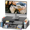 Picture of OPNICE Desk Organizers and Accessories, 2-Tier Computer Monitor Stand for Desk Organizer with Drawer and 2 Pen Holders, Office Desk Accessories Workspace Desktop Organizers for Office Supplies, Black