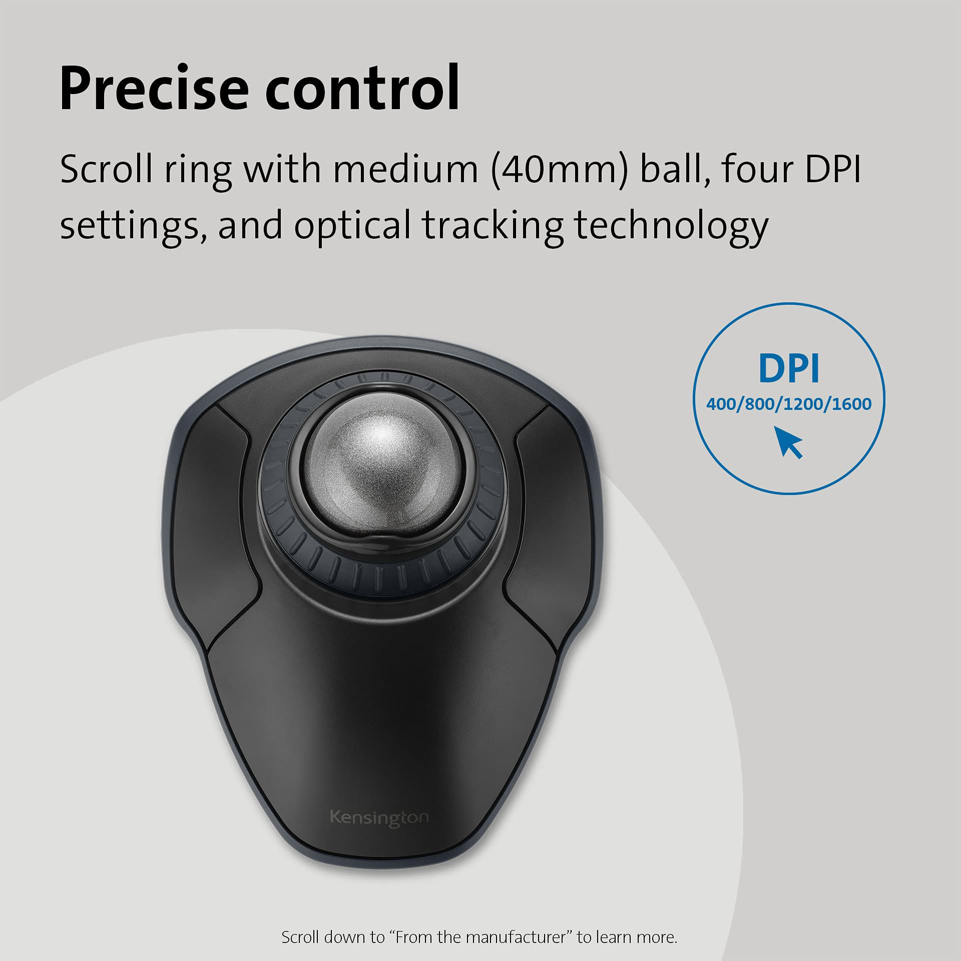 GetUSCart- Kensington Orbit Wireless Trackball with Scroll Ring - Space ...