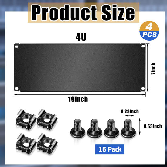 GetUSCart- Leinuosen 4 Pcs 4U Blank Panel Black Metal Rack Panel Rack ...