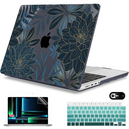 Picture of Mektron Case for MacBook Pro 16" M3 A2991 M2 A2780 M1 A2485 (2021/2022/2023) Pro/Max Chips with Touch ID, Hard Shell Plastic Laptop Cover Keyboard Cover Screen Protector, Dahlia Flower C035