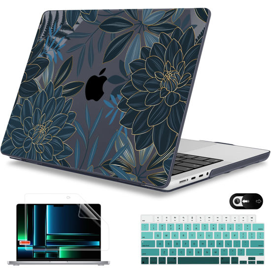 Picture of Mektron Case for MacBook Pro 16" M3 A2991 M2 A2780 M1 A2485 (2021/2022/2023) Pro/Max Chips with Touch ID, Hard Shell Plastic Laptop Cover Keyboard Cover Screen Protector, Dahlia Flower C035