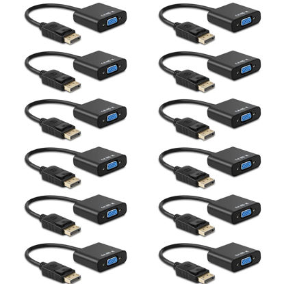 Picture of Display Port to VGA, Multi-pack Gold-Plated DisplayPort to VGA Converter Adapter (Male to Female) for Computer, Desktop, Laptop, PC, Monitor, Projector, HDTV, HP, Lenovo, Dell, ASUS and More (12-pack)