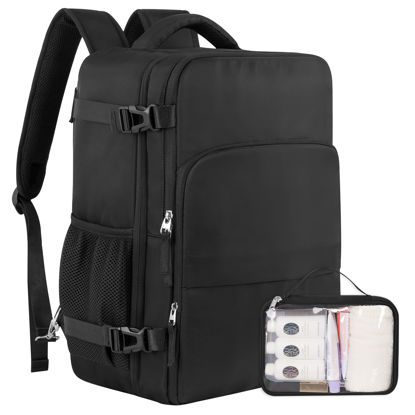 Picture of Sinaliy Travel Backpack for Men Women, Personal Item Travel Bag with Multi-Pockets, Airline Approved Carry on Backpack Fits 16inch Laptop, Waterproof Casual Backpack for College,Travel, Work