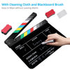 Picture of Temery Acrylic Film Clapper Board -12 x 10in Film Slate Clapperboard Movie Theater Decor Clapboard with a Magnetic Blackboard Eraser, Two Custom Pens, Cleaning Cloth and Hexagonal Wrench