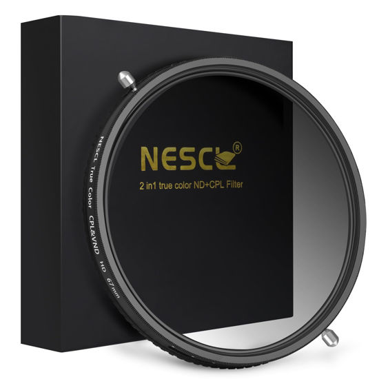 Picture of NESCL 67mm True Color Variable ND Filter ND2-32 (1-5 Stops) & CPL Circular Polarizers Filter 2-in-1, 30 Layer Nano Coated Camera Lens Filter Ultra White Optical Glass Scratch Resistant