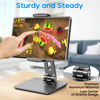 Picture of ROADOM Tablet Stand, Adjustable 360° Swivel Bracket, 180° Tiltable Clamp,Foldable Tablet Holder for 4.7-17.3'' iPhone/iPad/Tablet/Portable Monitor, Aluminum Alloy, Black
