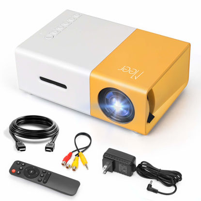 Picture of Meer Mini Projector,Portable Movie Projector,Smart Home Projector,Neat Projector for iOS,Android,Windows,PS5,Laptop,TV-Stick,Compatible with HDMI,USB,Audio,TF Card,AV and Remote Control