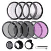 Picture of NEEWER 67mm ND/CPL/UV/FLD/Close Up Filter and Lens Accessories Kit with ND2 ND4 ND8, Close Up Filters(+1/+2/+4/+10), Tulip Lens Hood, Collapsible Rubber Lens Hood, Lens Cap, Filter Pouch