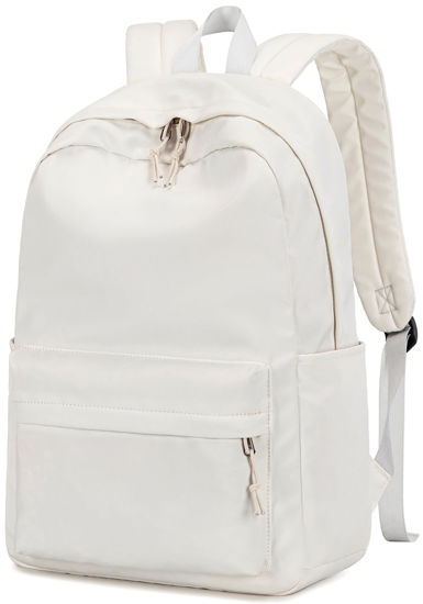 Picture of School Backpack for Teen Girls Women Laptop Backpack College Bookbags Middle School Travel Work Commuter Back Pack(Solid Beige)