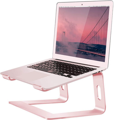 Picture of Orionstar Laptop Stand Aluminum Laptop Riser Compatible with Mac MacBook Air Pro 10 to 15.6 Inch Notebook Computer, Ergonomic Elevator Holder (Pink)