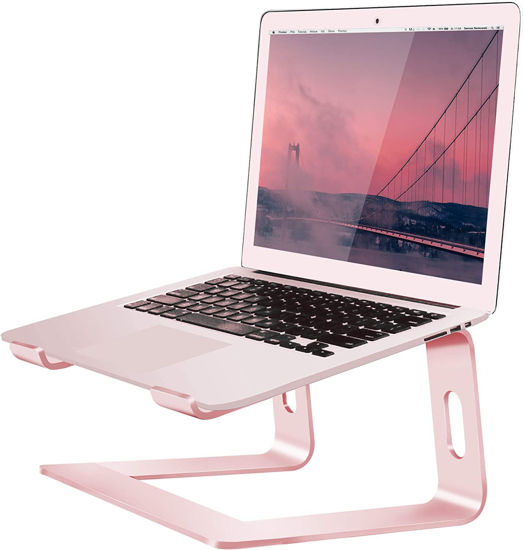 Picture of Orionstar Laptop Stand Aluminum Laptop Riser Compatible with Mac MacBook Air Pro 10 to 15.6 Inch Notebook Computer, Ergonomic Elevator Holder (Pink)